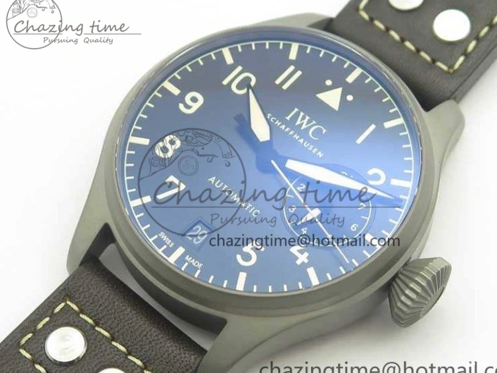MIROTIME 0318 TimelessDesign Big Pilot IW510301 Satin-Polished SS YLF Best Edition Black Dial On Leather Strap A 7213